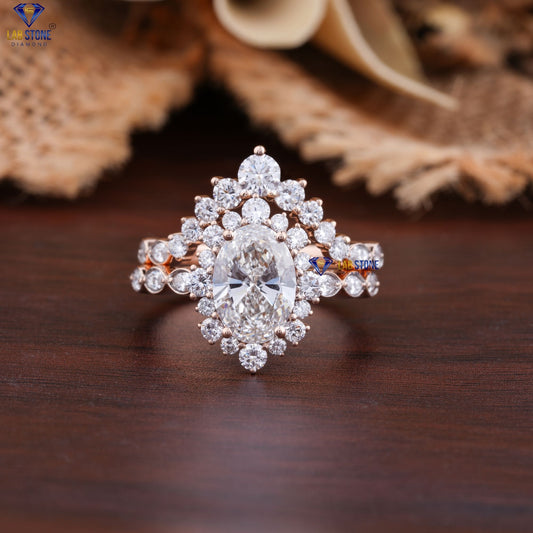 2.625 TDW Oval, Marquise & Round Cut Women's Diamond Ring with Band