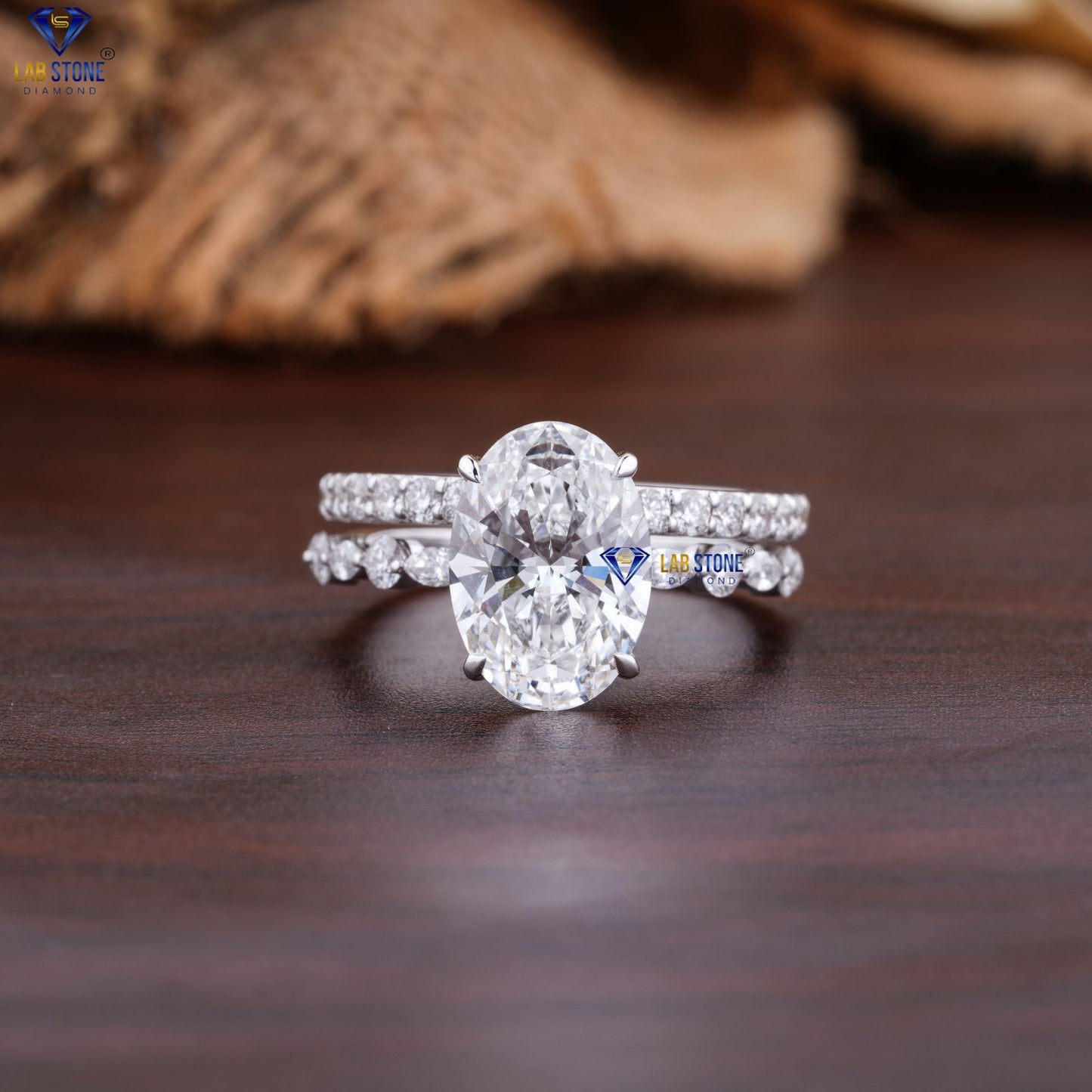 3.205 TDW Oval, Marquise & Round Cut Diamond Ring with Band
