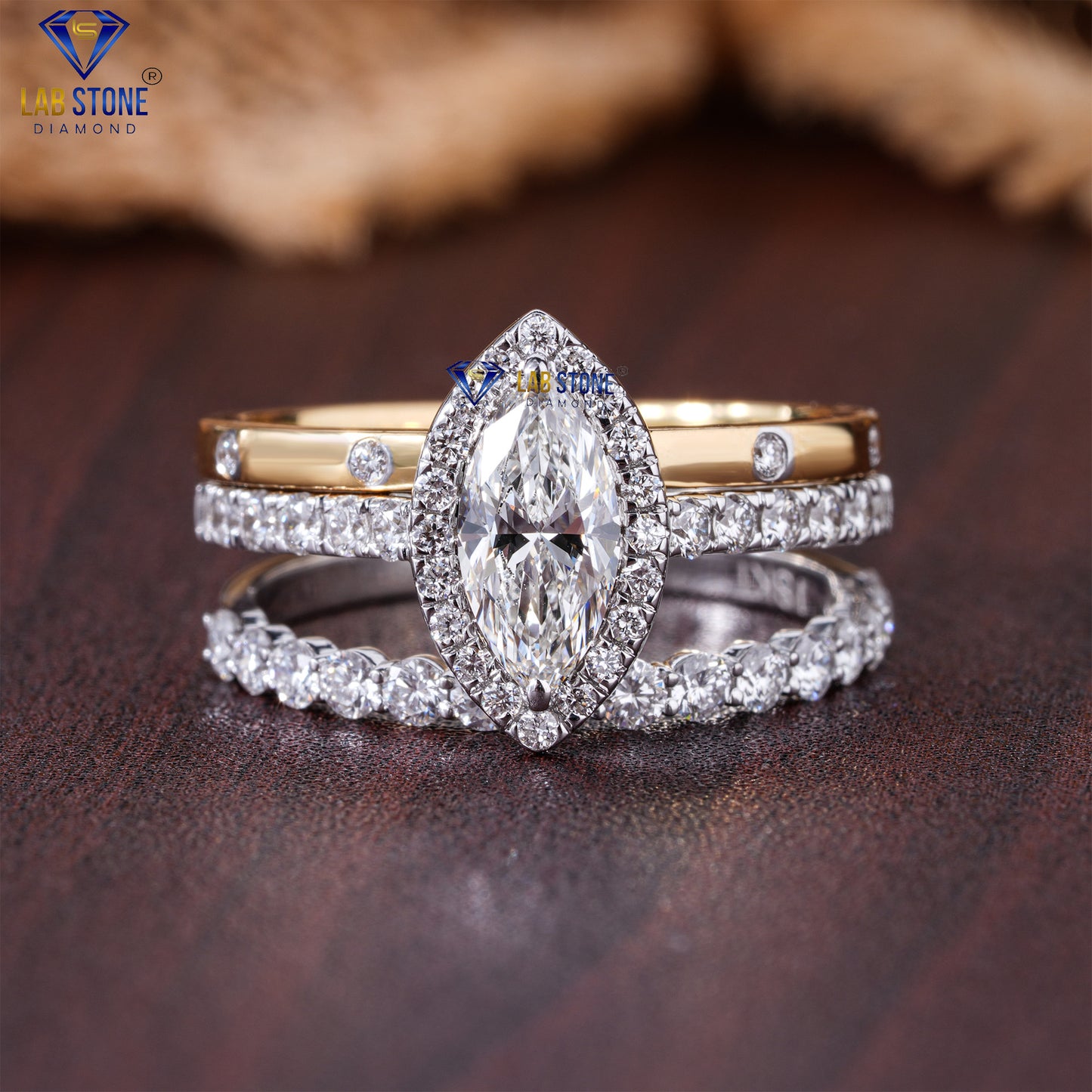 1.55 TDW Marquise & Round Cut Women’s Diamond Ring with Band