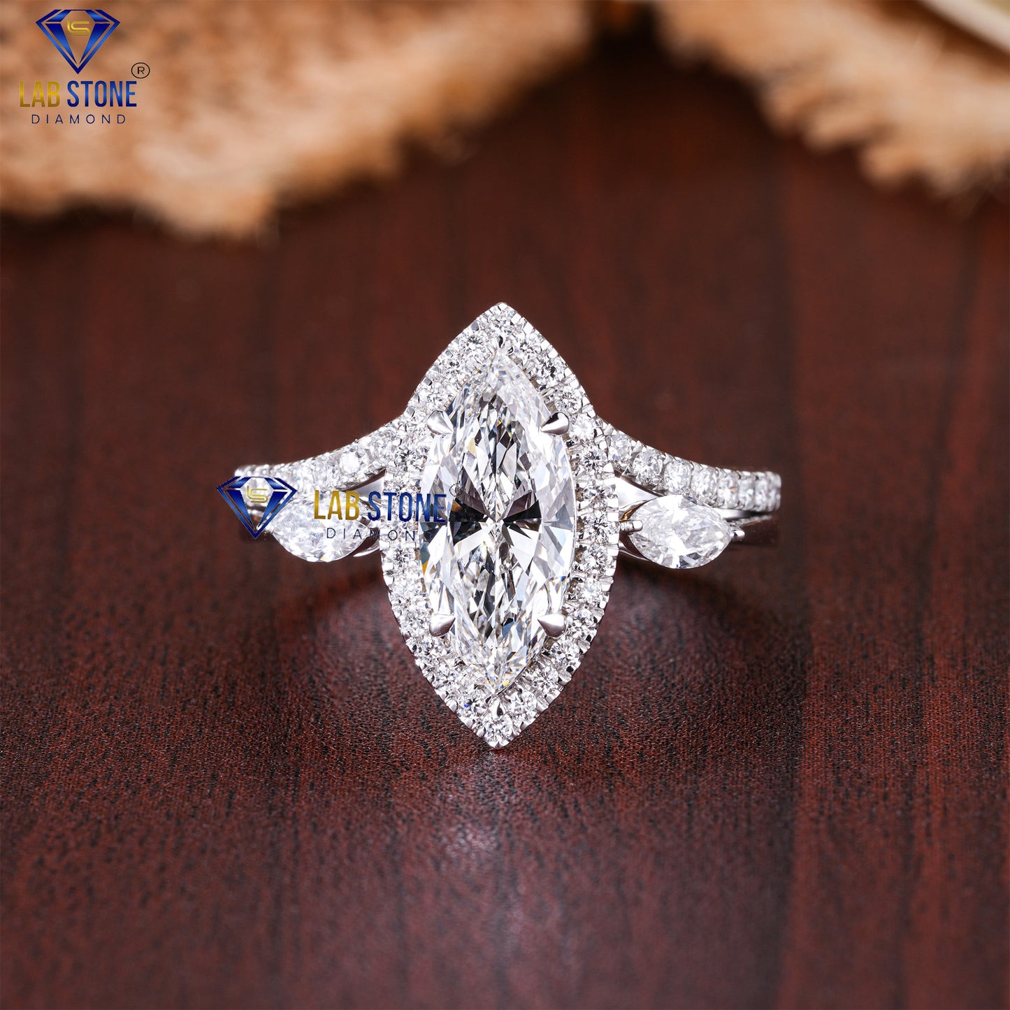 2.02 TDW Marquise & Round Cut Diamond Women’s Ring with Band