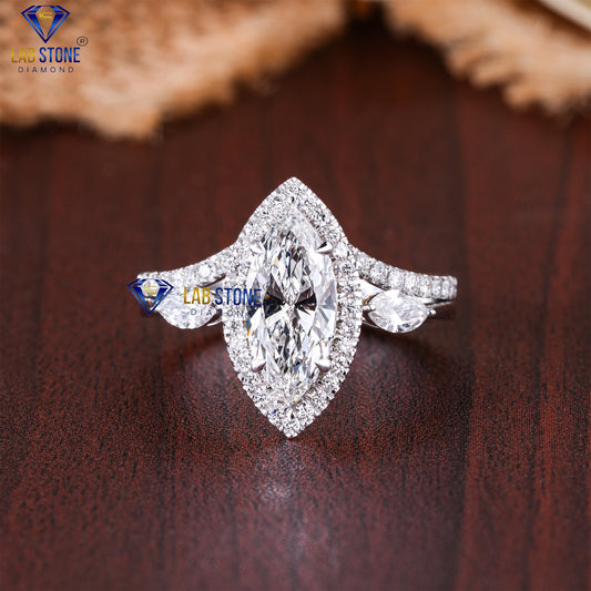 2.02 TDW Marquise & Round Cut Diamond Women’s Ring with Band