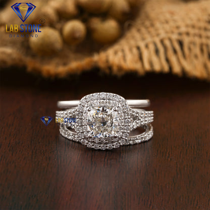 1.79 TDW Cushion & Round Cut Diamond Women’s Ring with Band