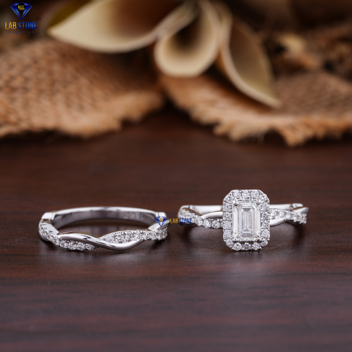 1.05 TDW Emerald & Round Cut Diamond Ring with Band