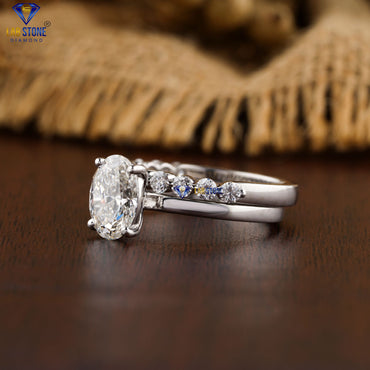 2.08 TDW Oval & Round Cut Diamond Women's Ring with Band