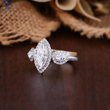 2.09 TDW Marquise, Pear & Round Cut Diamond Ring with Band