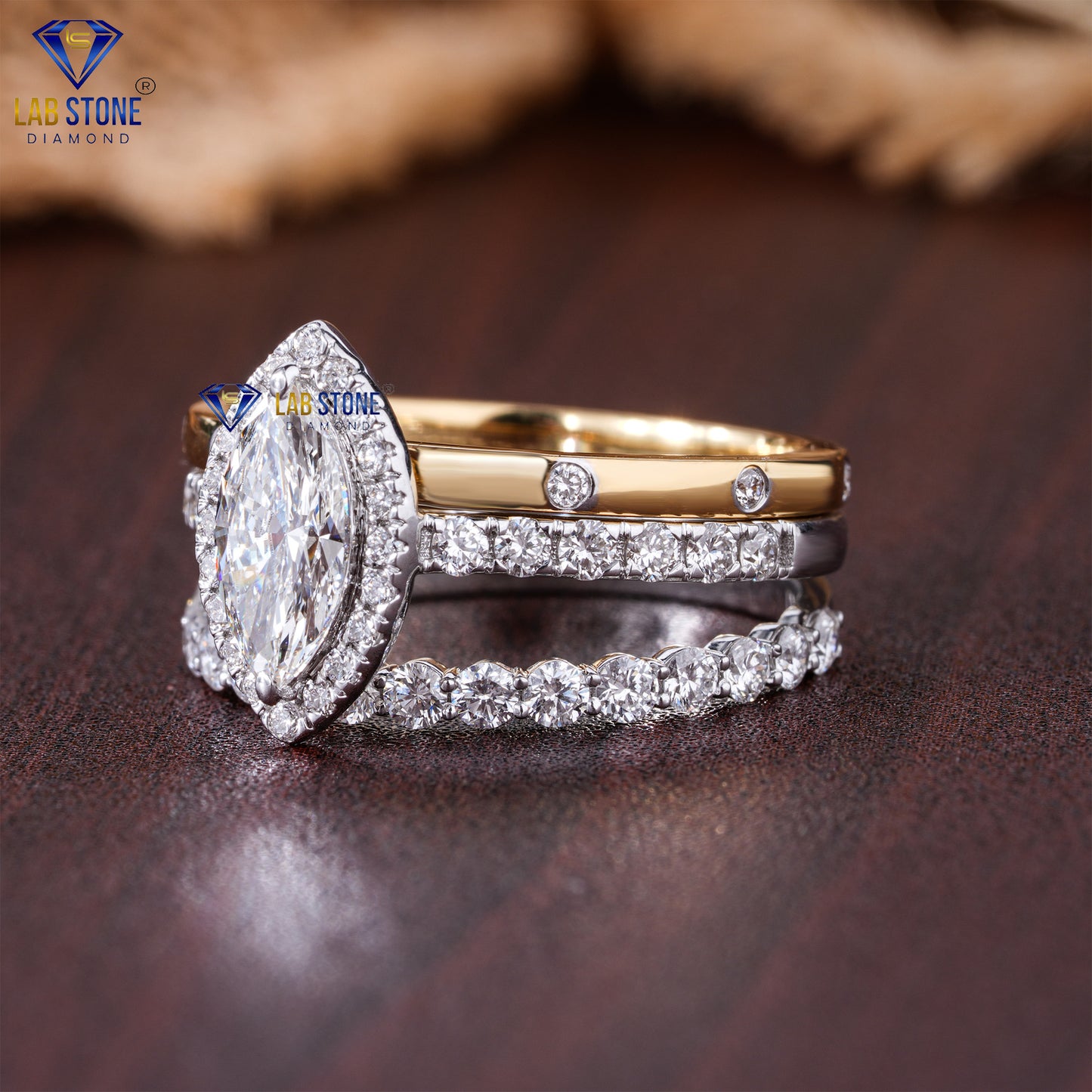 1.55 TDW Marquise & Round Cut Women’s Diamond Ring with Band