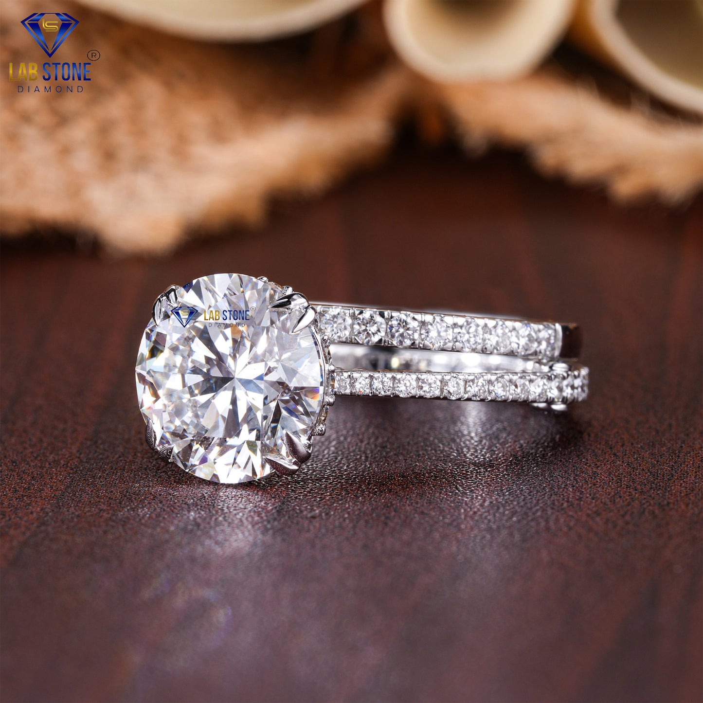 4.88 TDW Round Cut Diamond Women’s Ring with Band