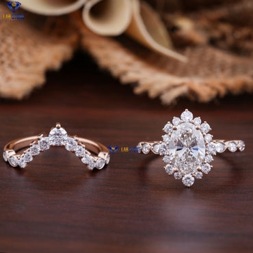 2.625 TDW Oval, Marquise & Round Cut Women's Diamond Ring with Band