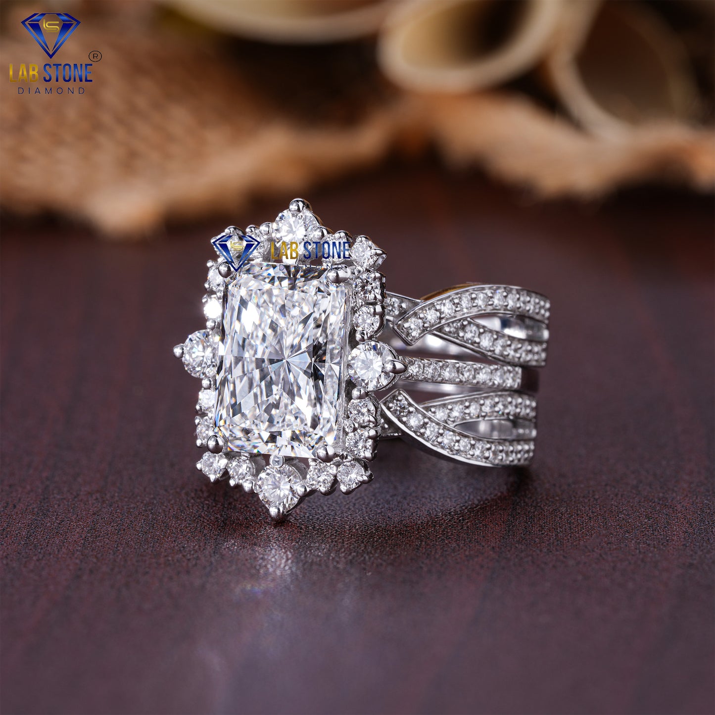 3.51 TDW Radiant & Round Cut Diamond Women’s Ring with Band