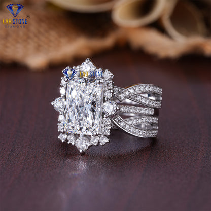 3.51 TDW Radiant & Round Cut Diamond Women’s Ring with Band