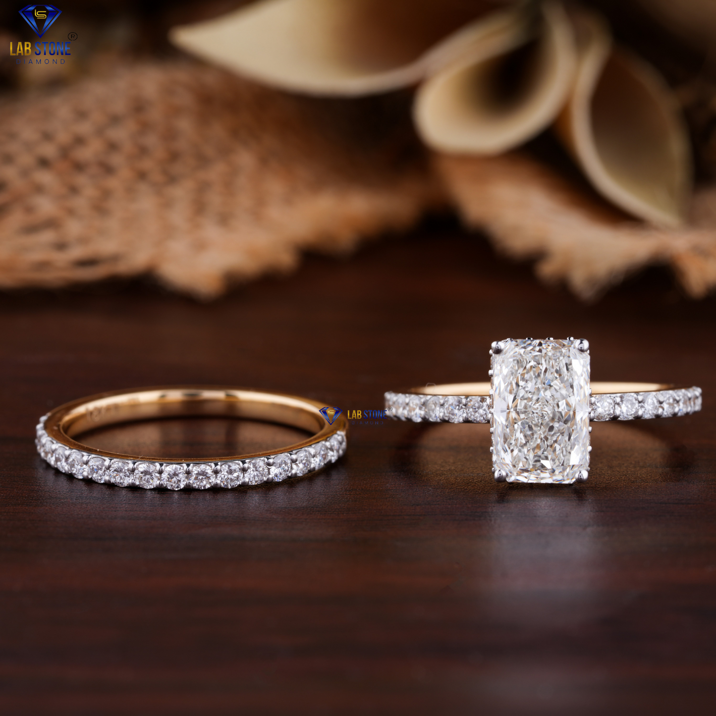 2.74 TDW Radiant & Round Cut Diamond Ring with Band