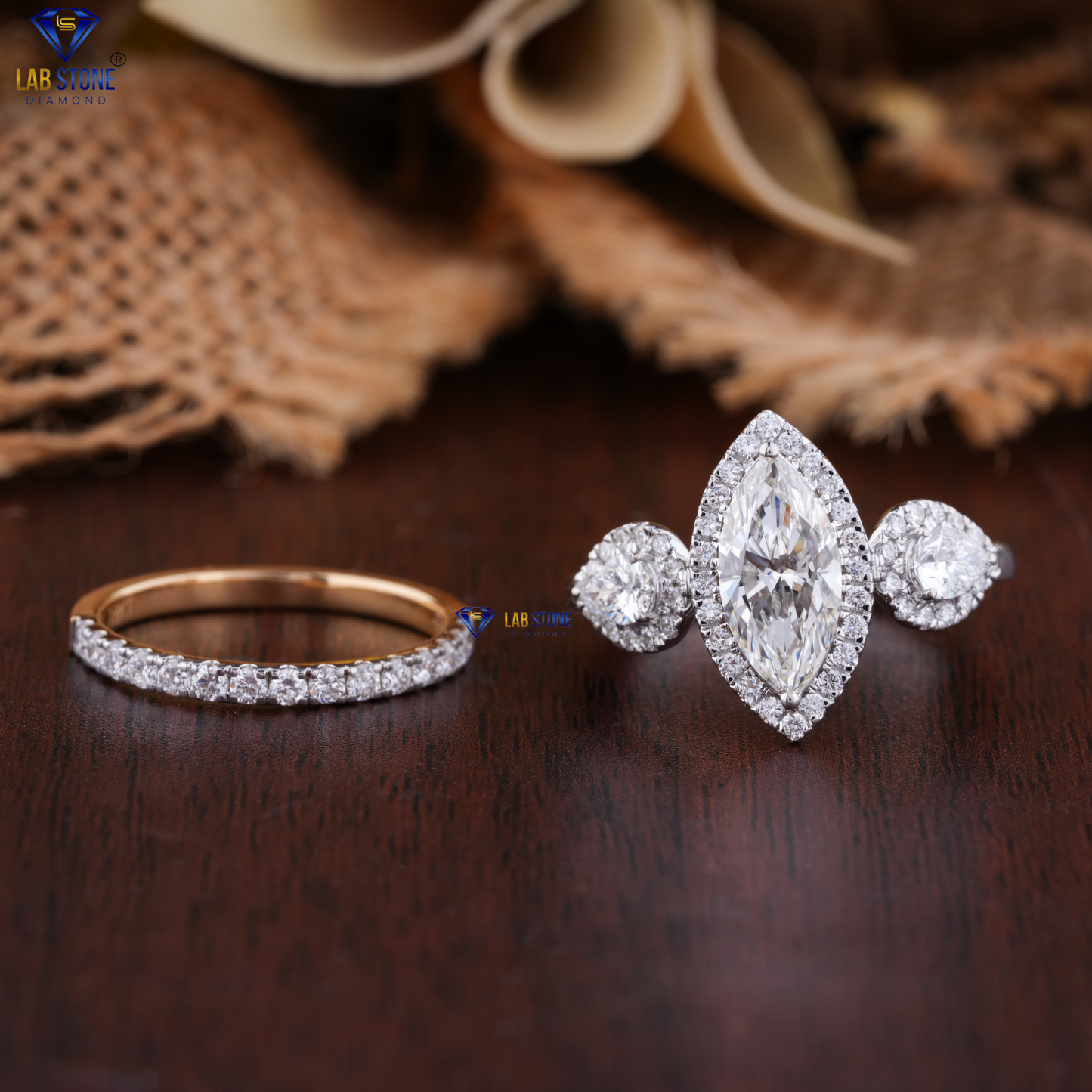 2.09 TDW Marquise, Pear & Round Cut Diamond Ring with Band