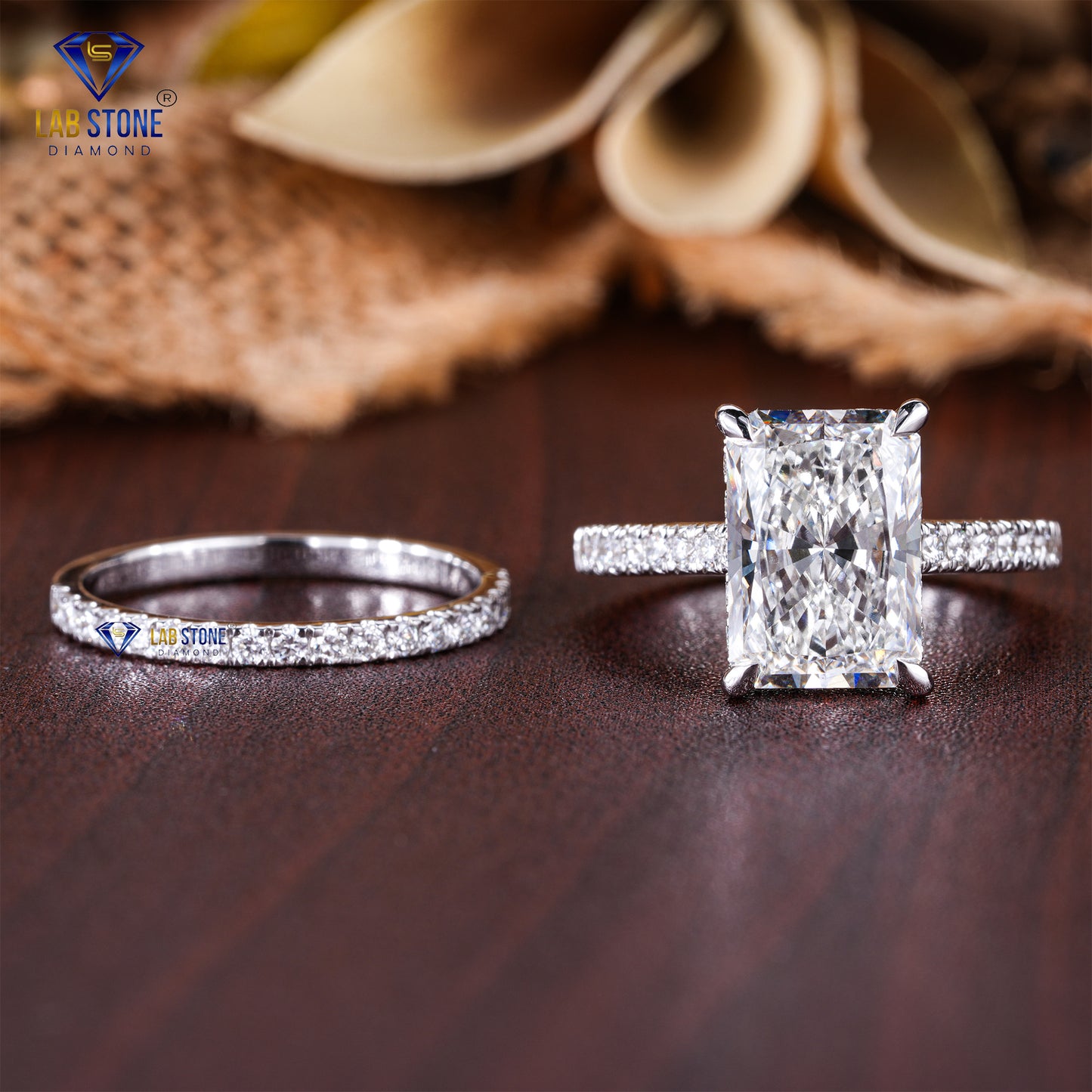 5.18 TDW Radiant & Round Cut Diamond Women’s Ring with Band