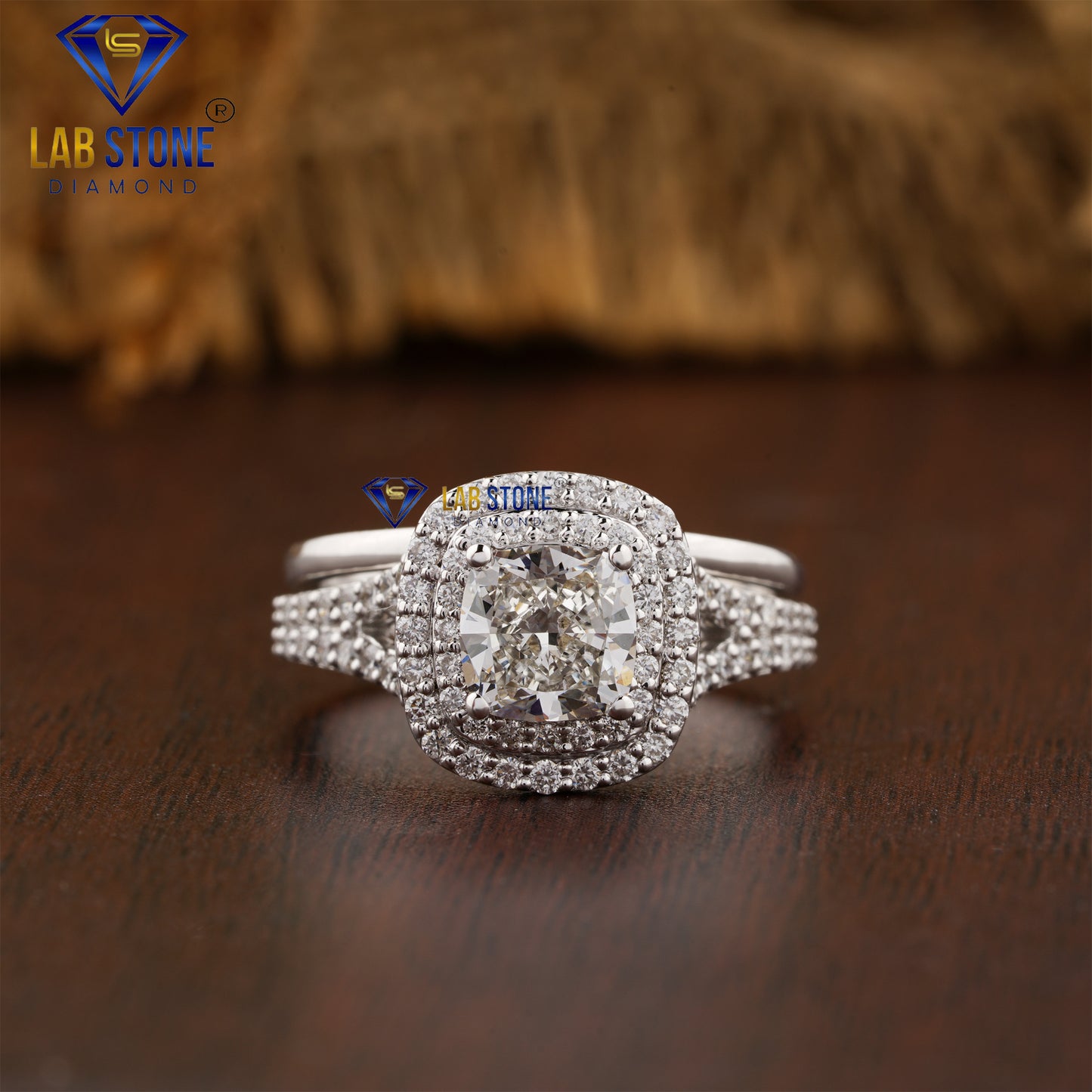 1.79 TDW Cushion & Round Cut Diamond Women’s Ring with Band