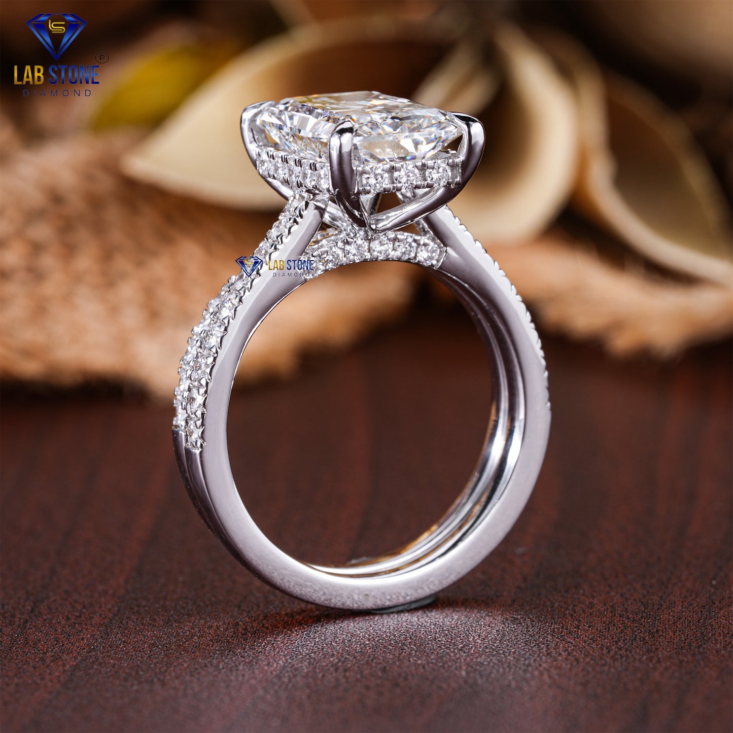 5.18 TDW Radiant & Round Cut Diamond Women’s Ring with Band