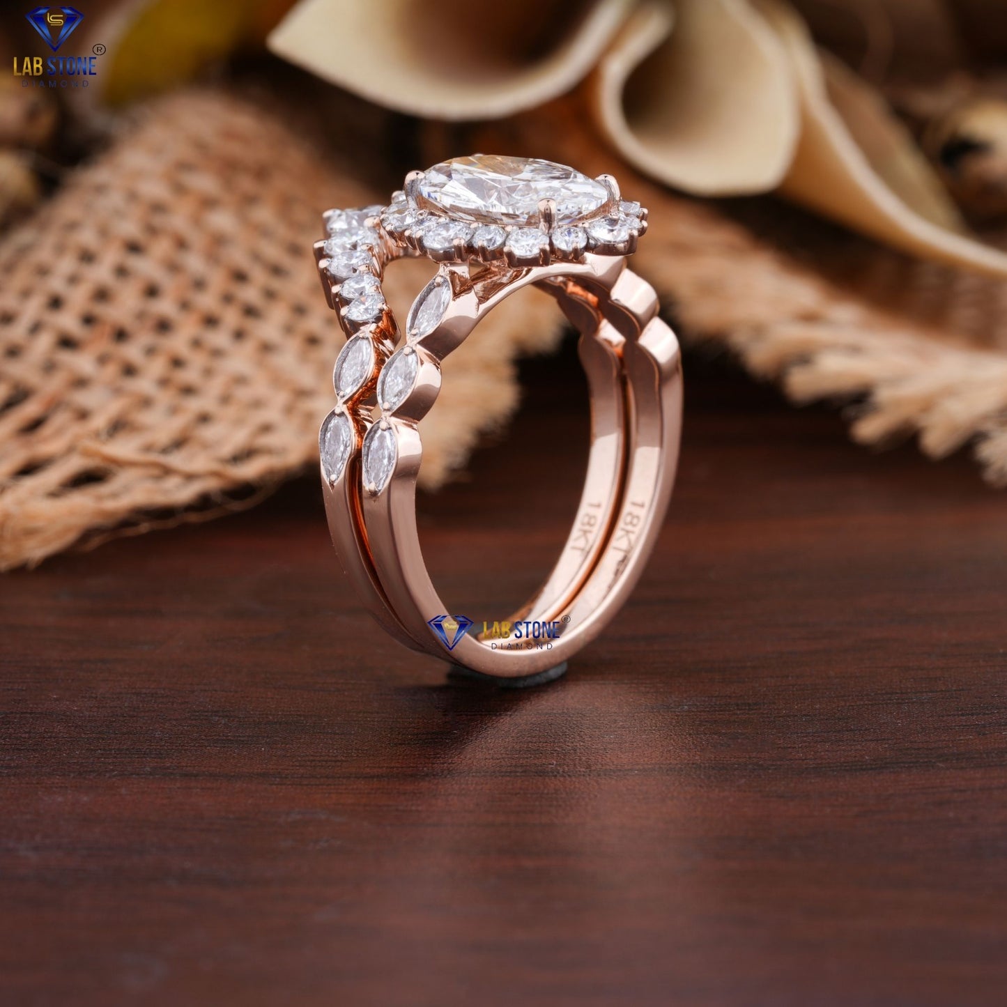 2.625 TDW Oval, Marquise & Round Cut Women's Diamond Ring with Band