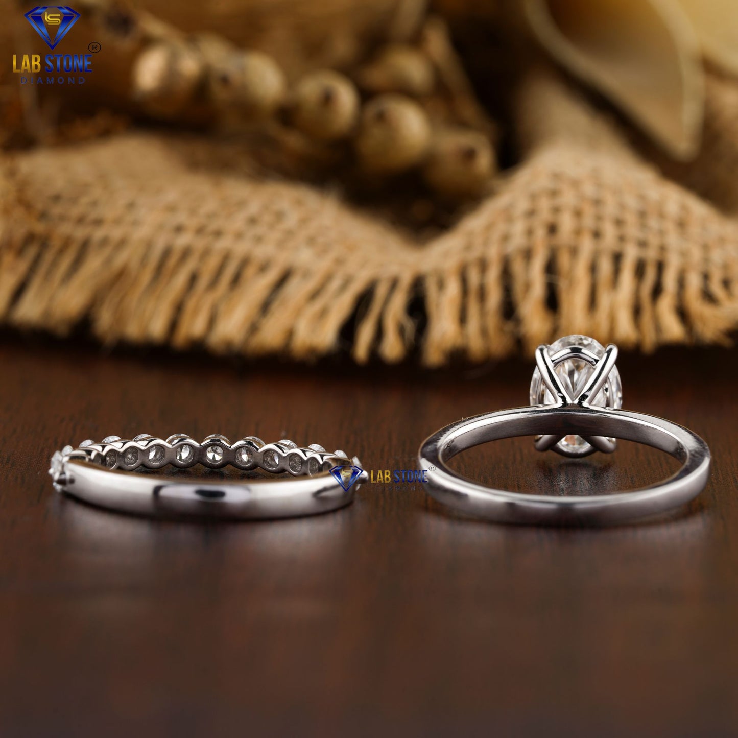 2.08 TDW Oval & Round Cut Diamond Women's Ring with Band