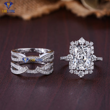 3.51 TDW Radiant & Round Cut Diamond Women’s Ring with Band