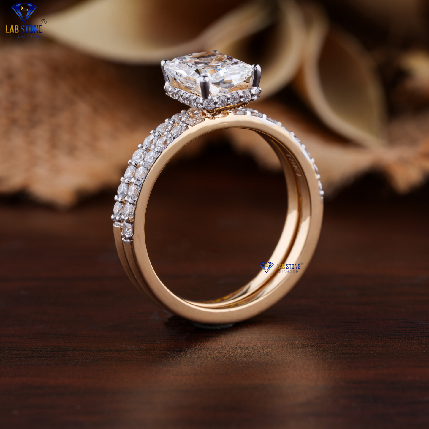 2.74 TDW Radiant & Round Cut Diamond Ring with Band