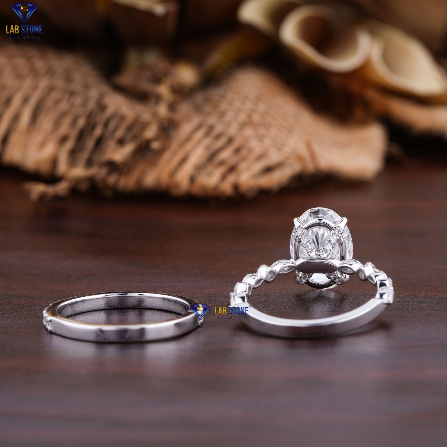 3.205 TDW Oval, Marquise & Round Cut Diamond Ring with Band