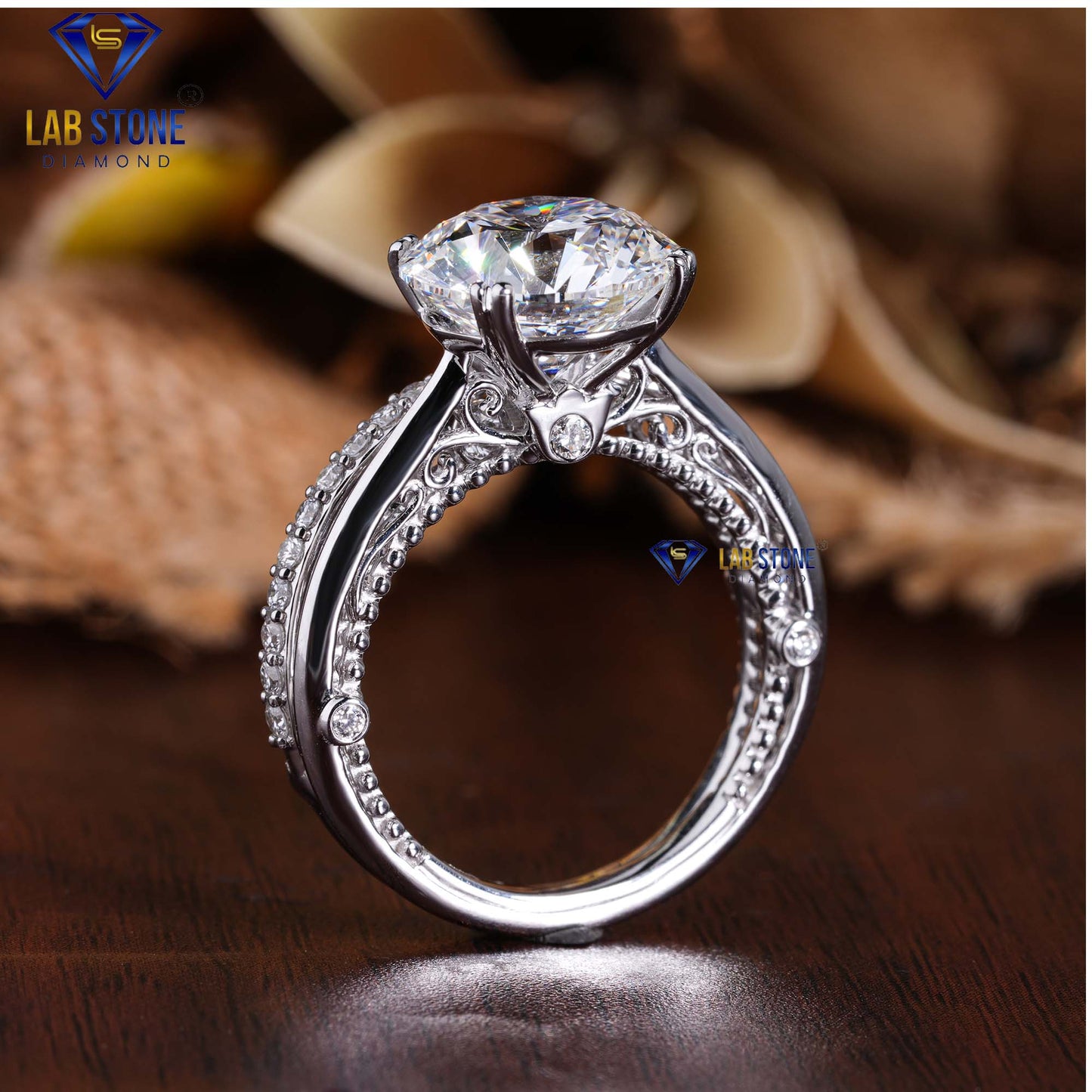 5.469 TDW Round Cut Women’s Diamond Ring with Band