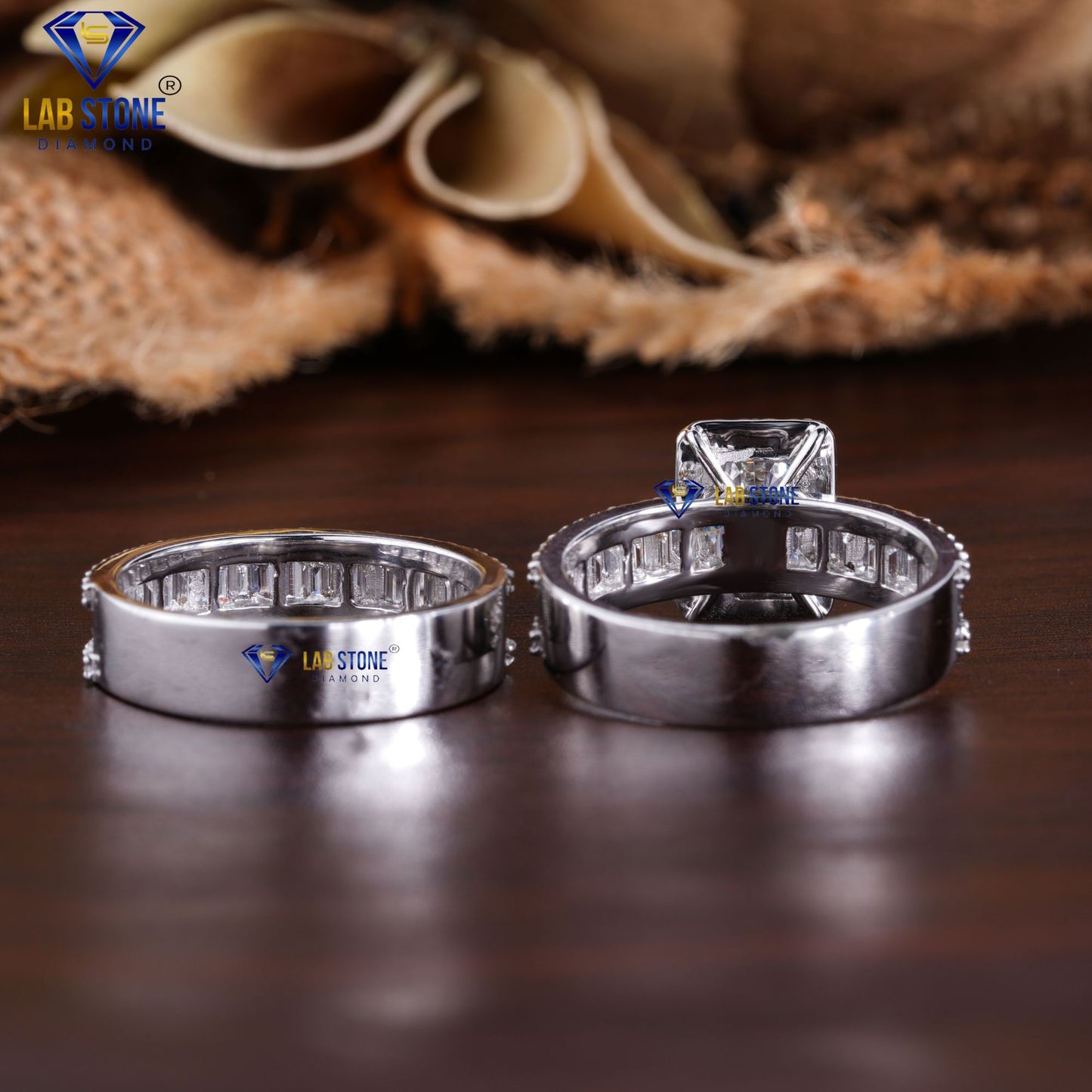 2.66 TDW Emerald, Baguette & Round Cut Women's Diamond Ring with Band