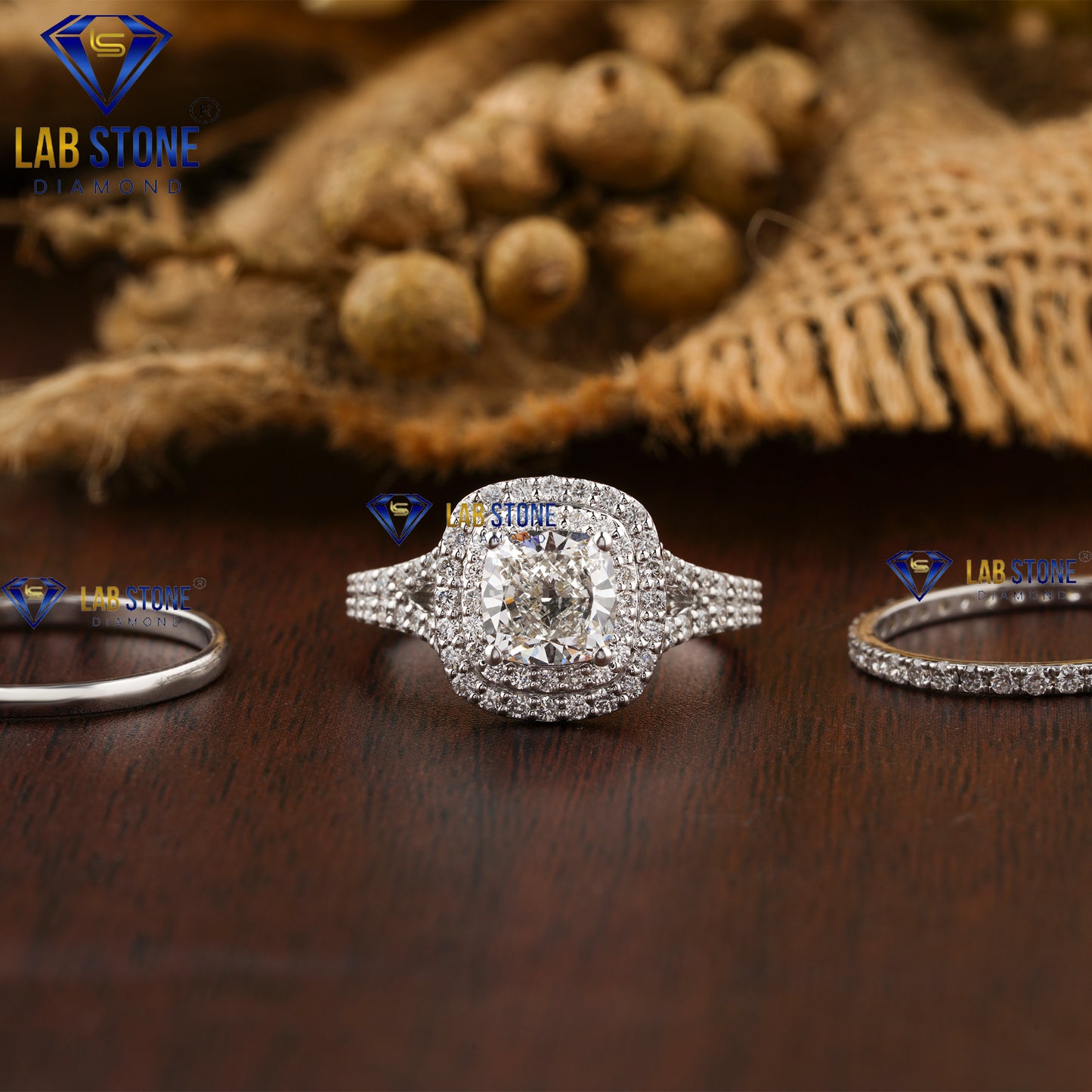 1.79 TDW Cushion & Round Cut Diamond Women’s Ring with Band