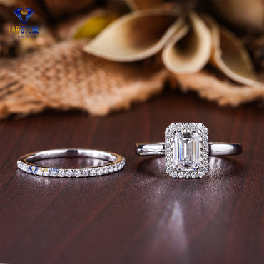 1.89 TDW Emerald & Round Diamond Cut Women’s Ring with Band