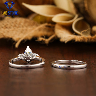 1.17 TDW Pear & Round Cut Diamond Ring with Band for Women