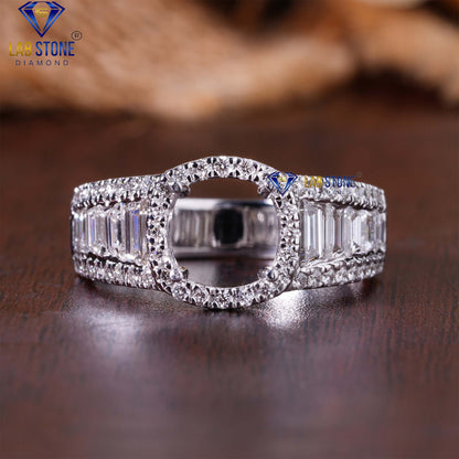 1.64 TDW Trapezoid & Round Cut Diamond Ring