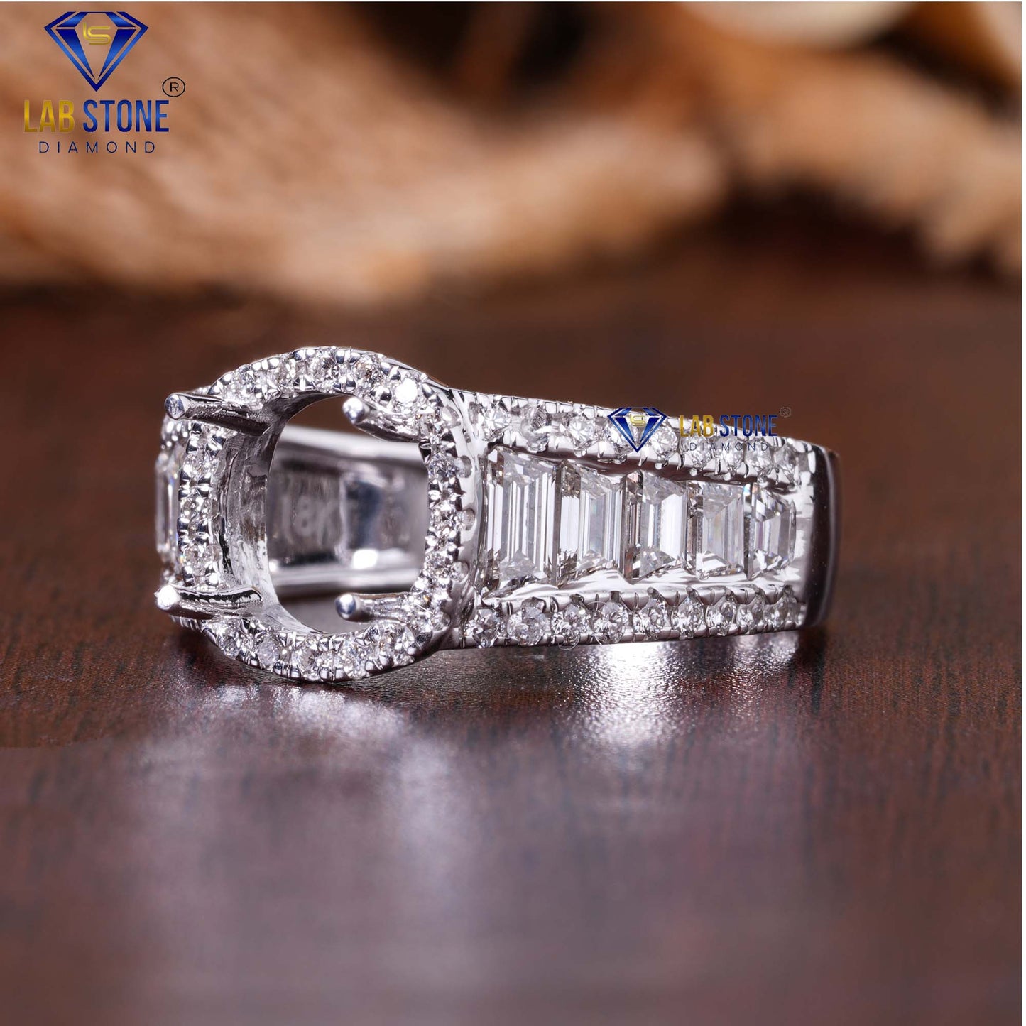 1.64 TDW Trapezoid & Round Cut Diamond Ring