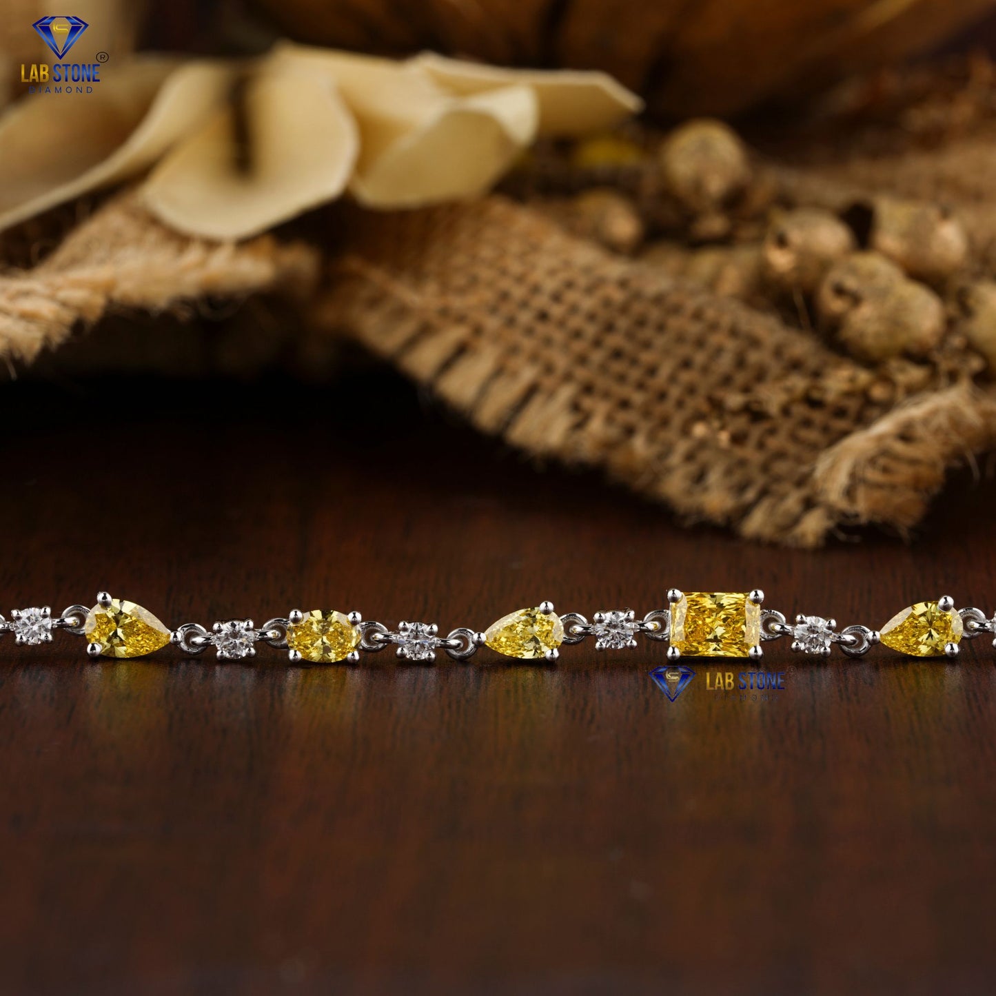 4.03 TDW Fancy Yellow Marquise, Pear, Radiant, Oval, Emerald & Round Cut Diamond Slider Bracelet