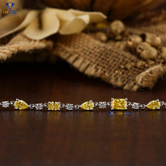 4.03 TDW Fancy Yellow Marquise, Pear, Radiant, Oval, Emerald & Round Cut Diamond Slider Bracelet