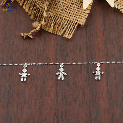 1.12 TDW Round, Triangle & Baguette Diamond Charm Bracelet