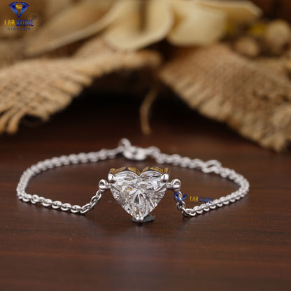 3.09 TDW Heart Cut Diamond Charm Bracelet