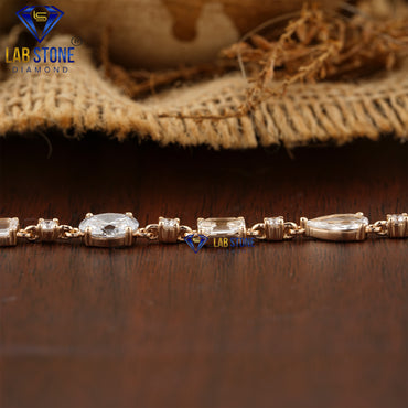 3.95 TDW Rose Cut, Oval & Round Cut Diamond Slider Bracelet