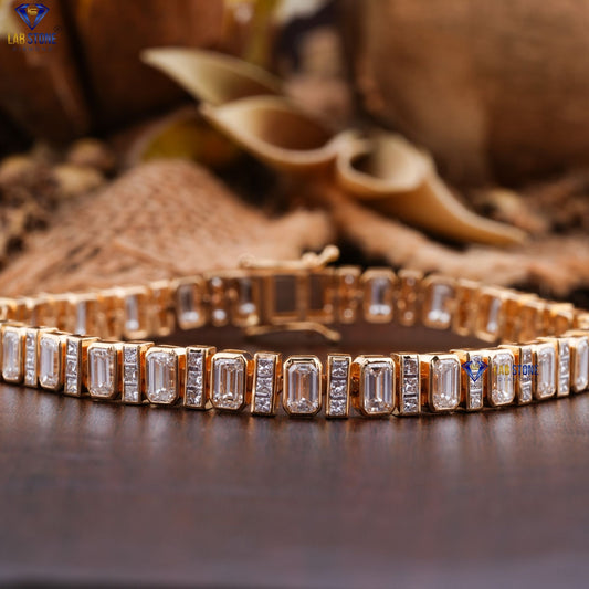 8.46 TDW Emerald & Princess Cut Diamond Slider Bracelet