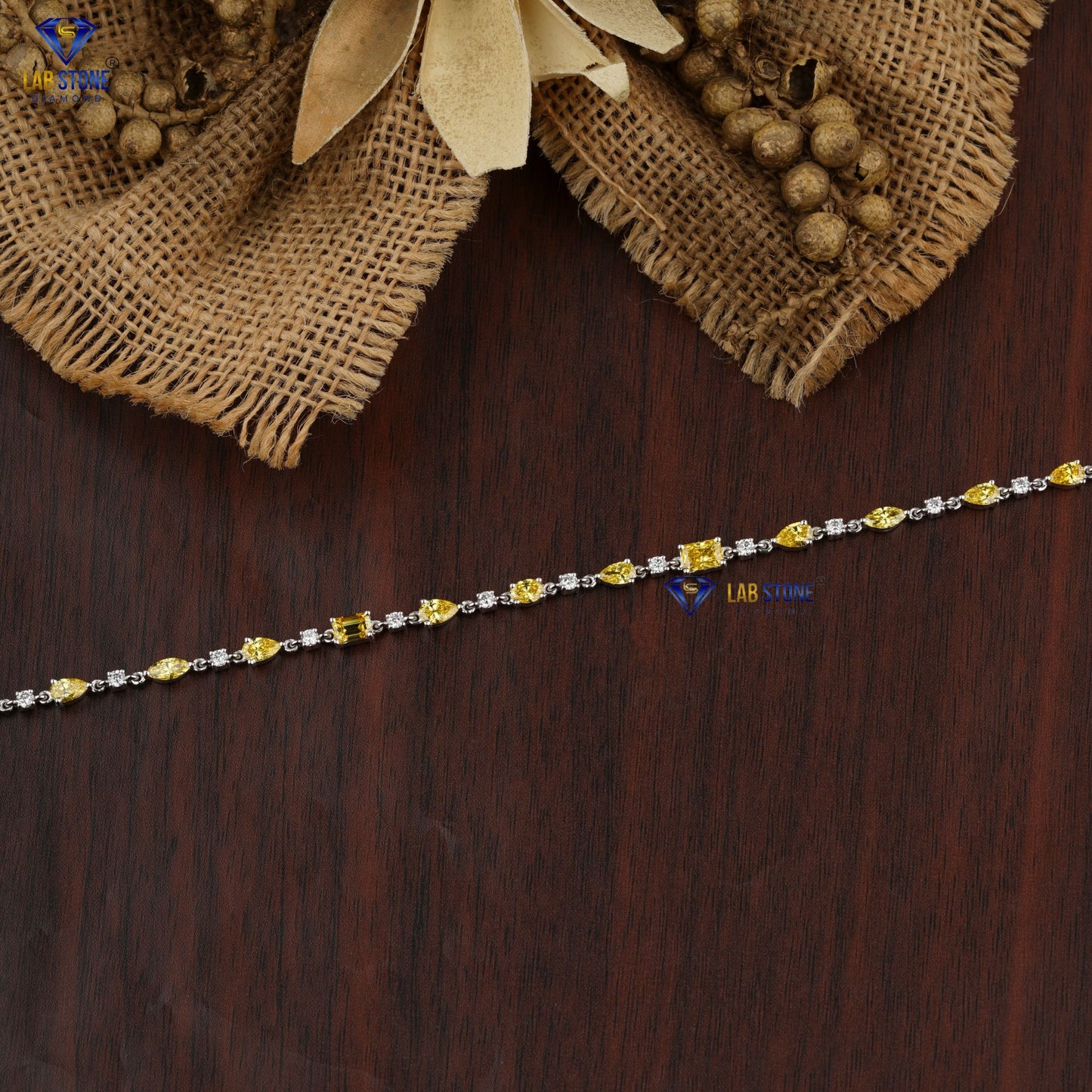 4.03 TDW Fancy Yellow Marquise, Pear, Radiant, Oval, Emerald & Round Cut Diamond Slider Bracelet