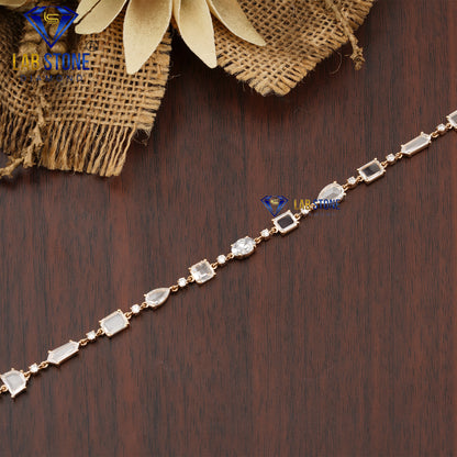 3.95 TDW Rose Cut, Oval & Round Cut Diamond Slider Bracelet