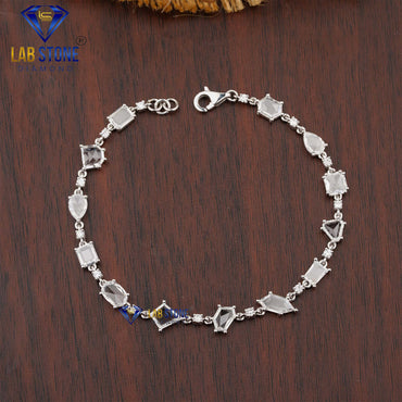 4.49 TDW Rose Cut & Round Cut Diamond Slider Bracelet