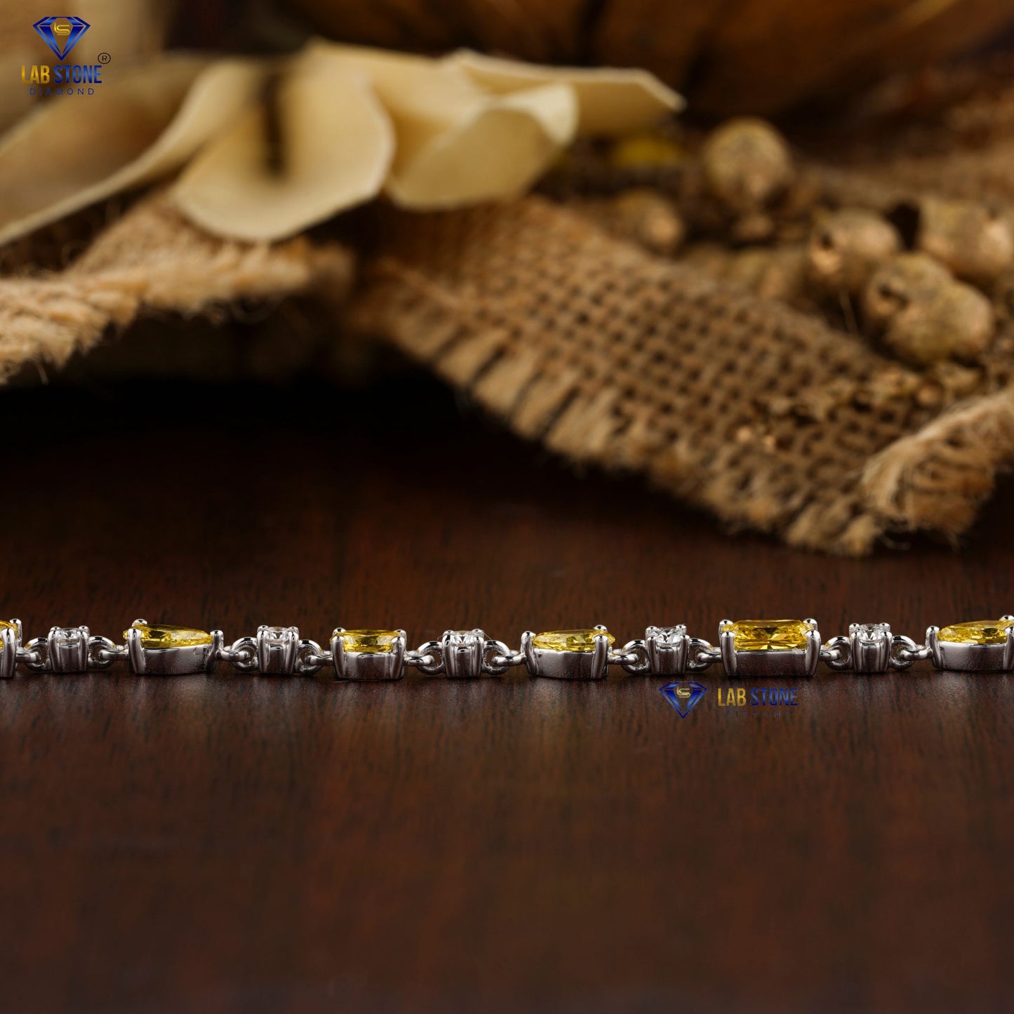 4.03 TDW Fancy Yellow Marquise, Pear, Radiant, Oval, Emerald & Round Cut Diamond Slider Bracelet