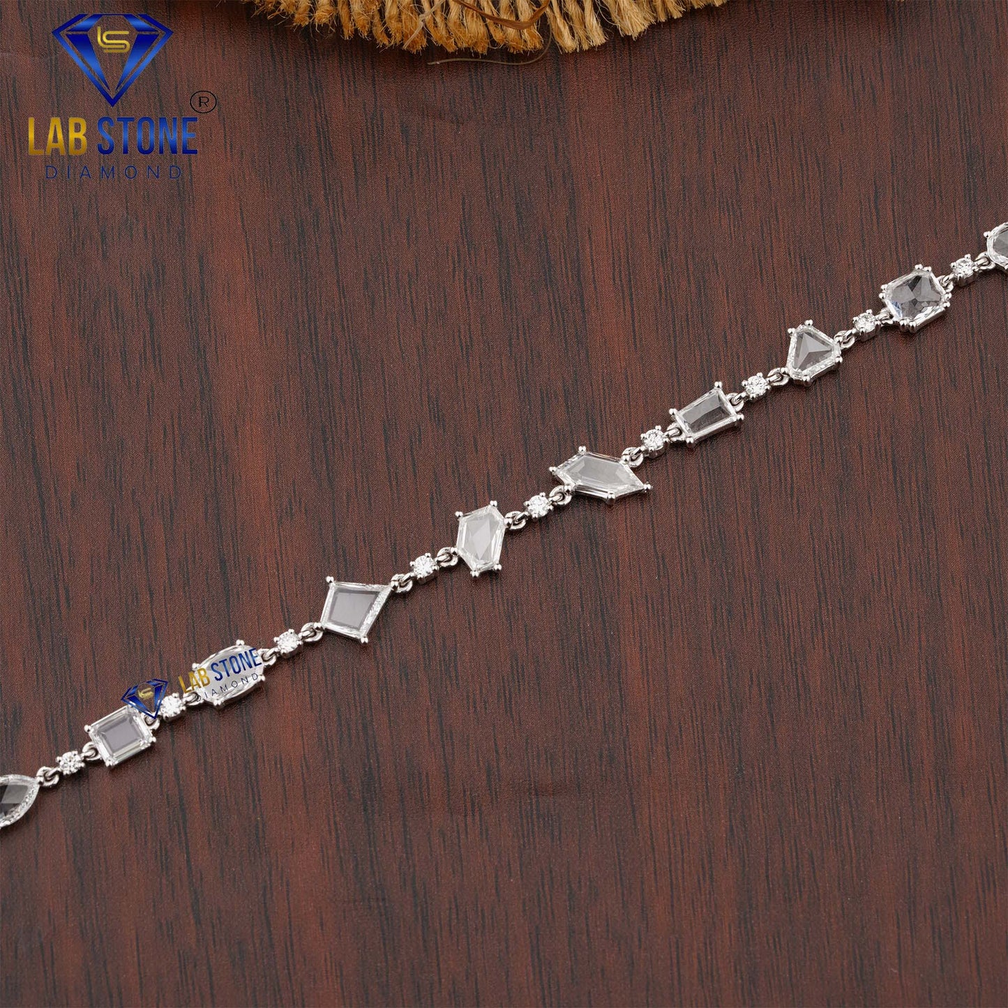 4.49 TDW Rose Cut & Round Cut Diamond Slider Bracelet
