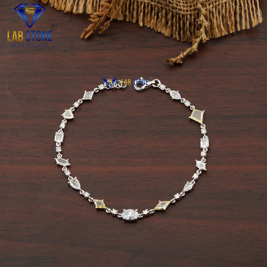 3.76 TDW Light Yellow Rose Cut, Oval & Round Cut Diamond Slider Bracelet