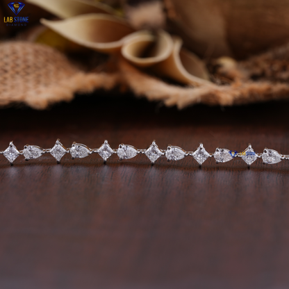 3.43 TDW Princess & Pear Cut Diamond Slider Bracelet