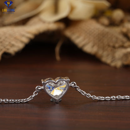 3.09 TDW Heart Cut Diamond Charm Bracelet