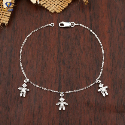 1.12 TDW Round, Triangle & Baguette Diamond Charm Bracelet