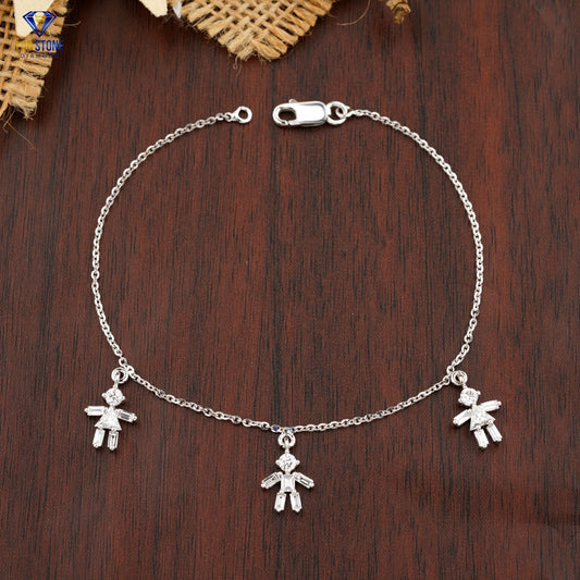 1.12 TDW Round, Triangle & Baguette Diamond Charm Bracelet