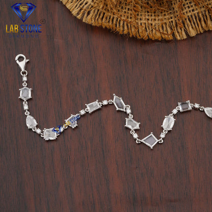 4.49 TDW Rose Cut & Round Cut Diamond Slider Bracelet