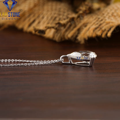 0.03 TDW Pear Cut Diamond Solitaire Pendant with Chain