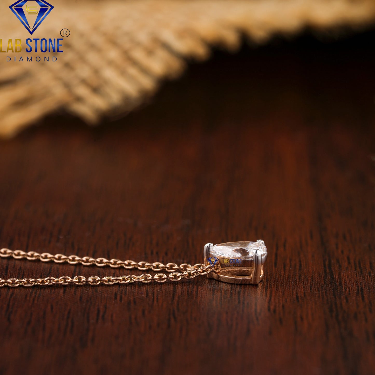 0.32 TDW Pear Cut Diamond Solitaire Pendant with Chain